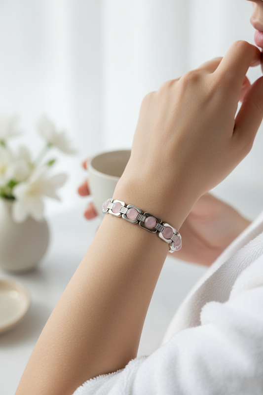 Rose Quartz Brass Bracelet - Love & Compassionate Energy