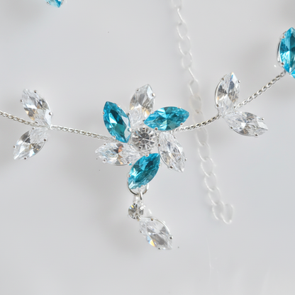 Aqua Blossom Vine Bridal Jewelry Set