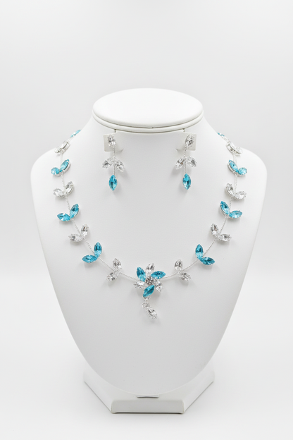 Aqua Blossom Vine Bridal Jewelry Set