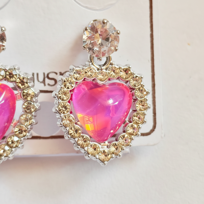 Pink Heart Drop Earrings - Premium Jewelry for Women