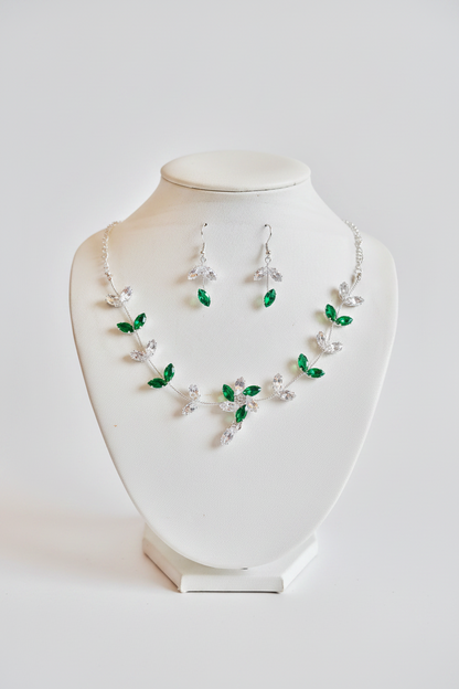 Emerald Blossom Vine Bridal Jewelry Set