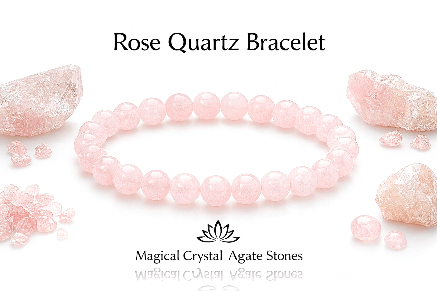Rose Quartz Bracelet - Natural Love & Healing Crystal Jewelry - magical - crystal - agate - stones