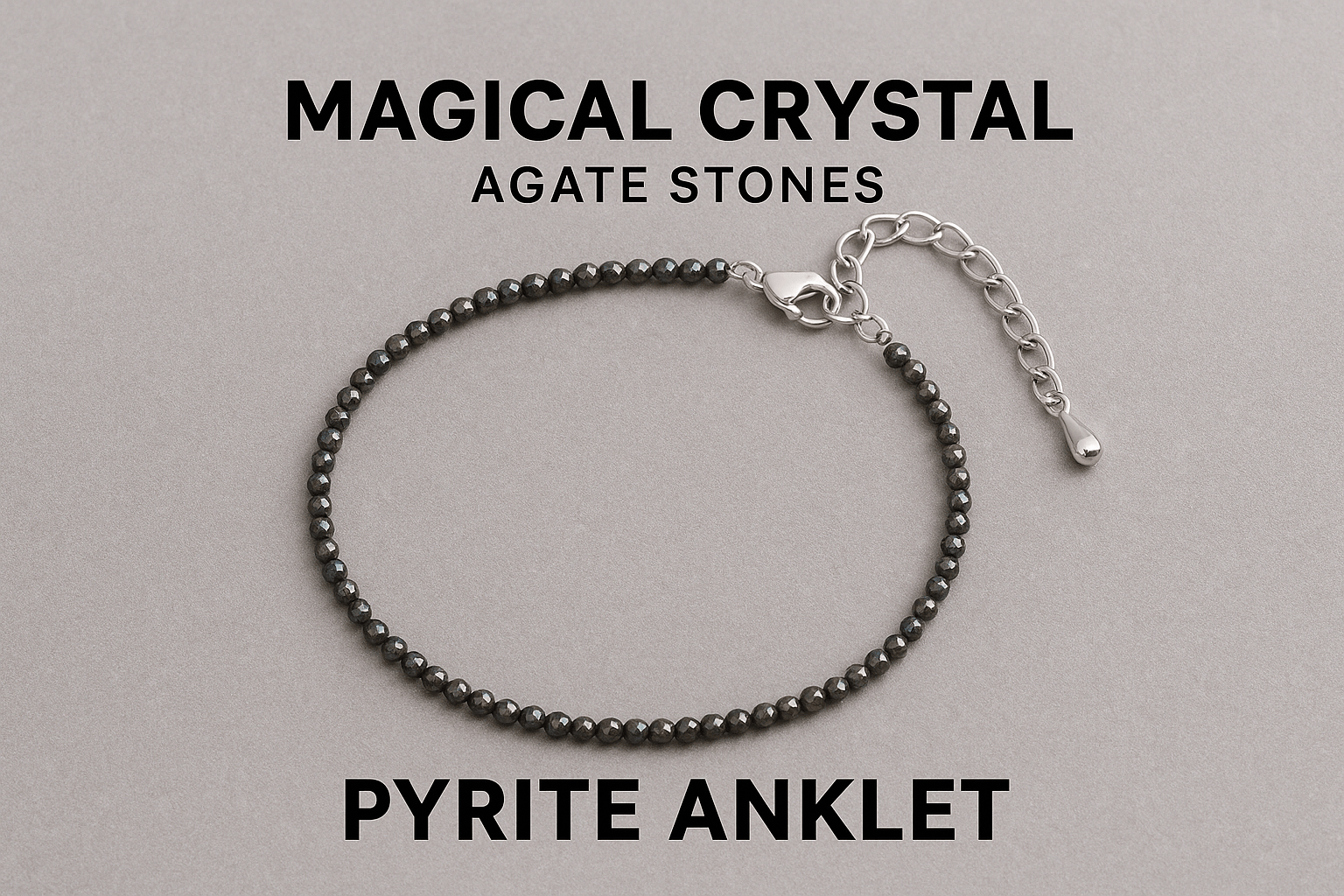 Pyrite Anklet - Natural Crystal Anklet for Abundance & Protection - magical - crystal - agate - stones