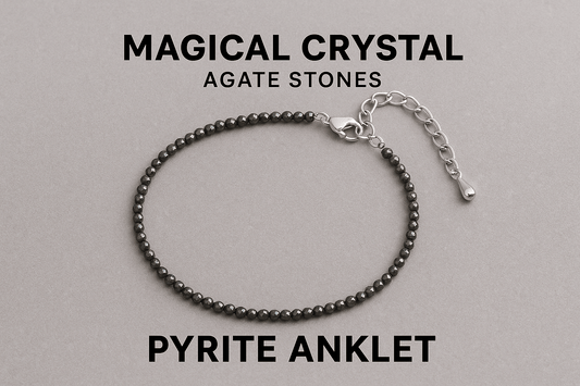Pyrite Anklet - Natural Crystal Anklet for Abundance & Protection - magical - crystal - agate - stones