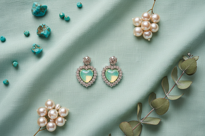 Mint Green Heart Earrings - Premium Jewelry