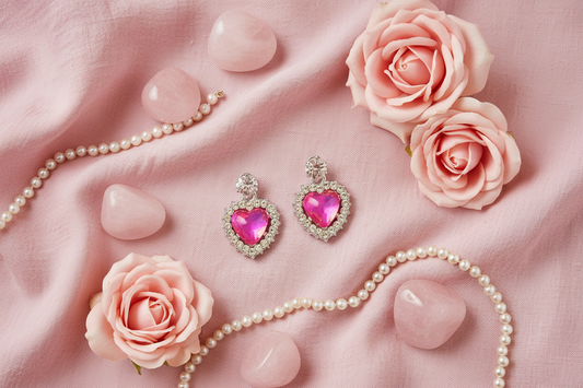 Pink Heart Drop Earrings - Premium Jewelry for Women