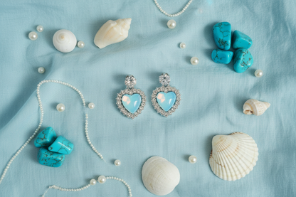 Aqua Love Drop Earrings - Premium AD Jewelry
