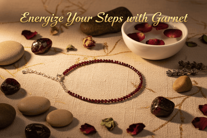 Red Garnet Anklet for Energy and Vitality - magical - crystal - agate - stones