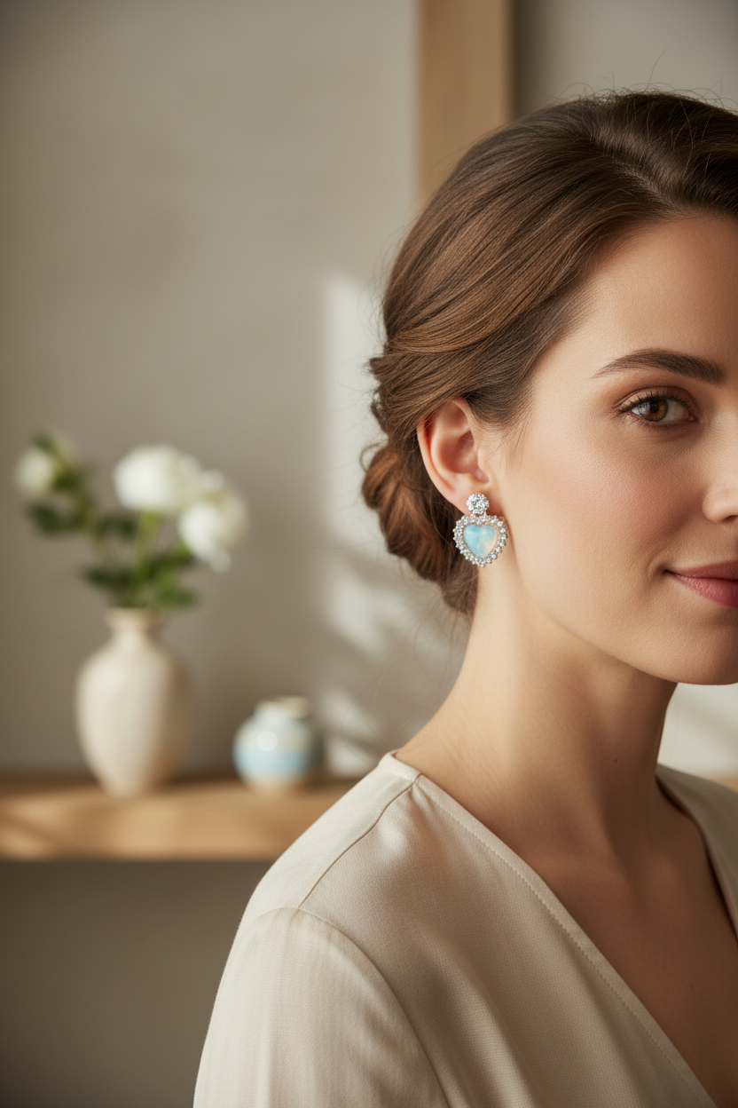 Aqua Love Drop Earrings - Premium AD Jewelry