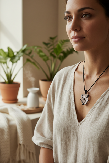 Clear Quartz Raw Pendant - Natural Crystal Healing