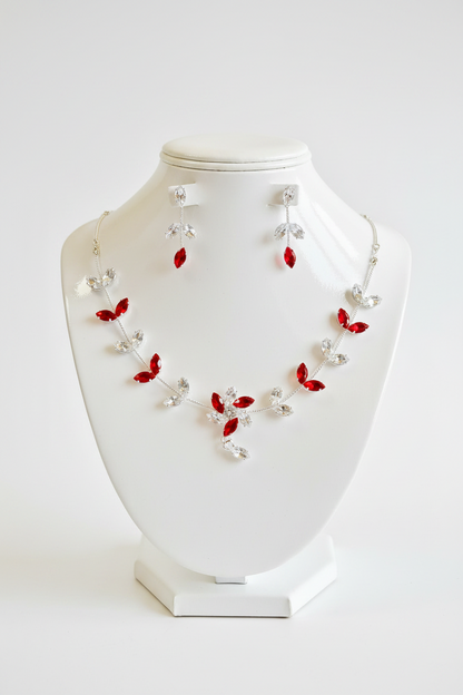 Scarlet Blossom Vine Bridal Jewelry Set