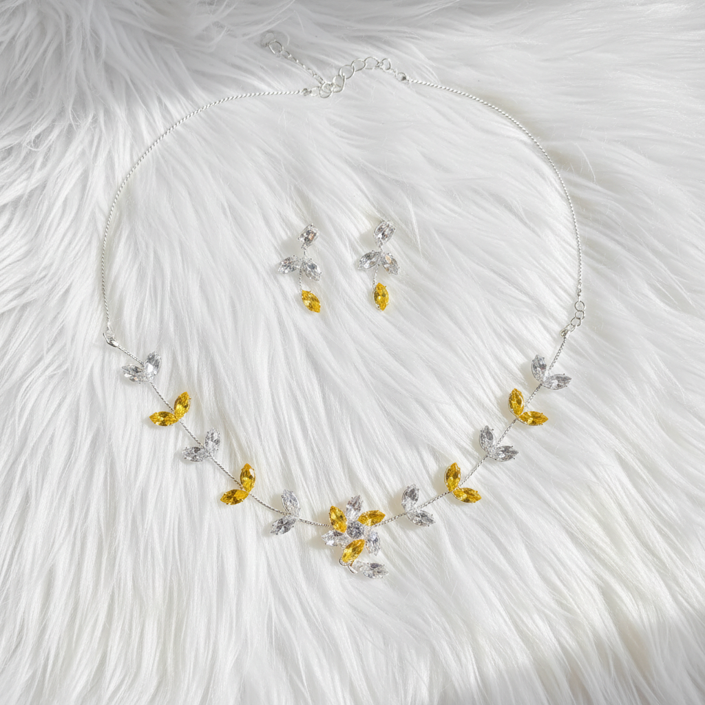 Citrine Blossom Vine Bridal Jewelry Set