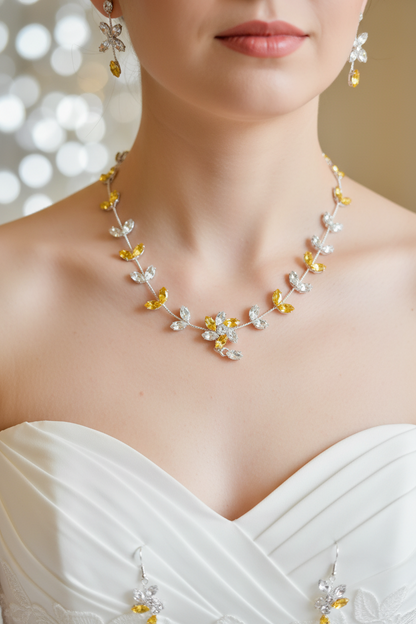 Citrine Blossom Vine Bridal Jewelry Set