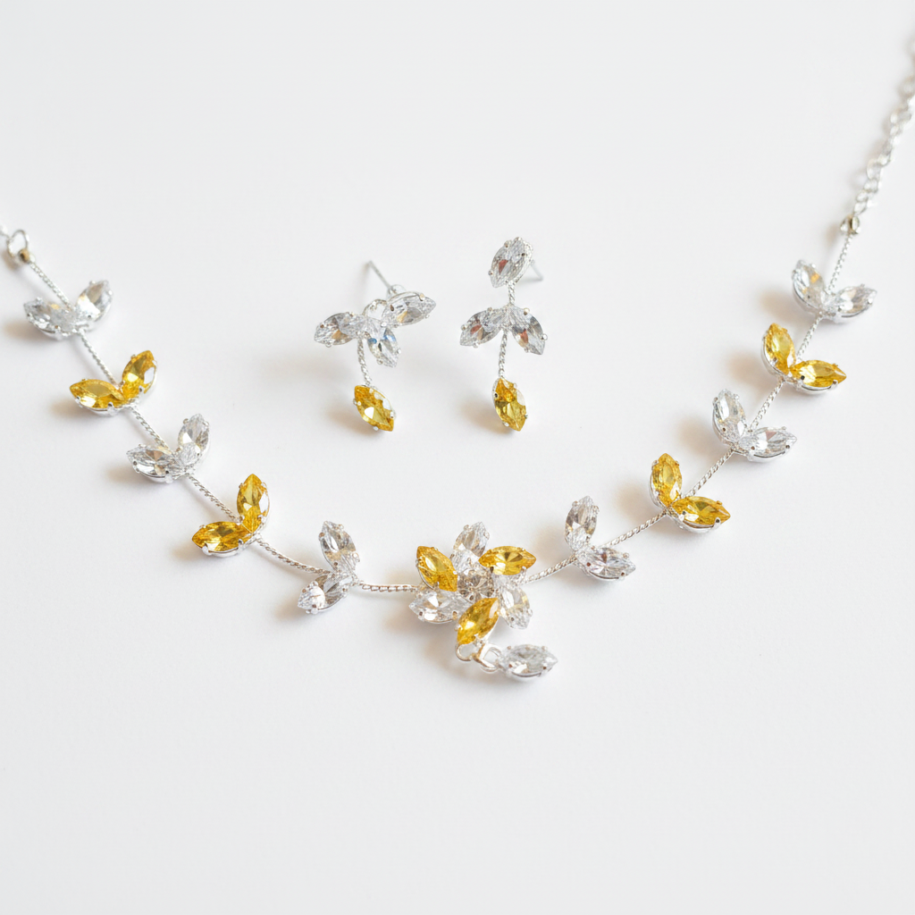 Citrine Blossom Vine Bridal Jewelry Set
