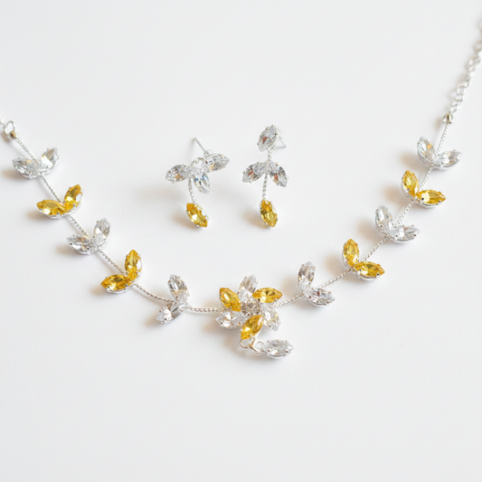 Citrine Blossom Vine Bridal Jewelry Set