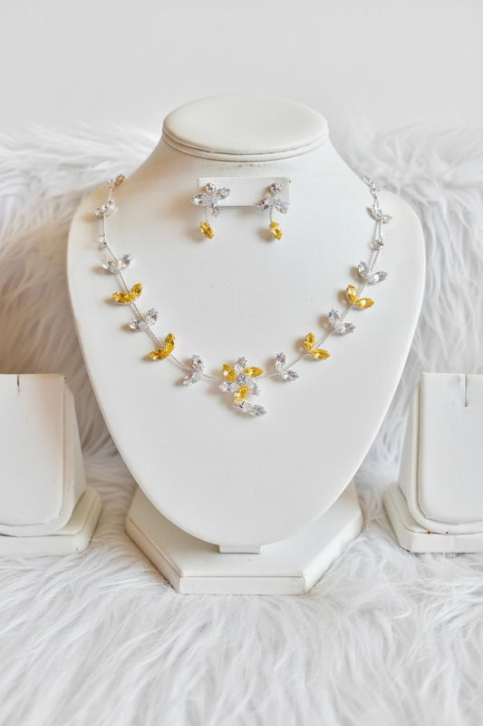 Citrine Blossom Vine Bridal Jewelry Set